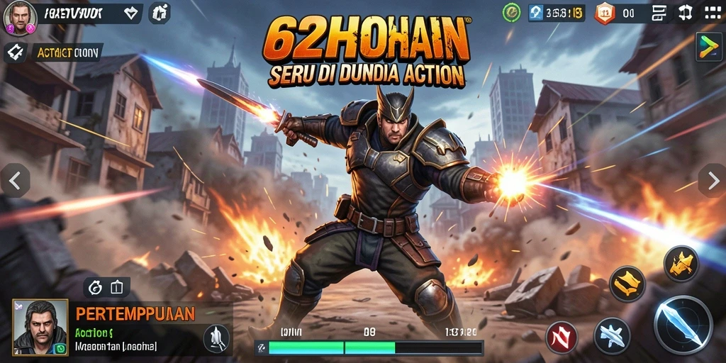 Tampilan antarmuka seru dari game Action 62HOT yang menarik.
