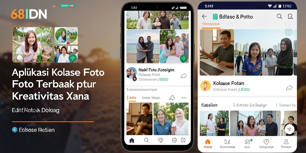Antarmuka aplikasi 68IDN untuk Kolase Foto yang intuitif dan menarik.