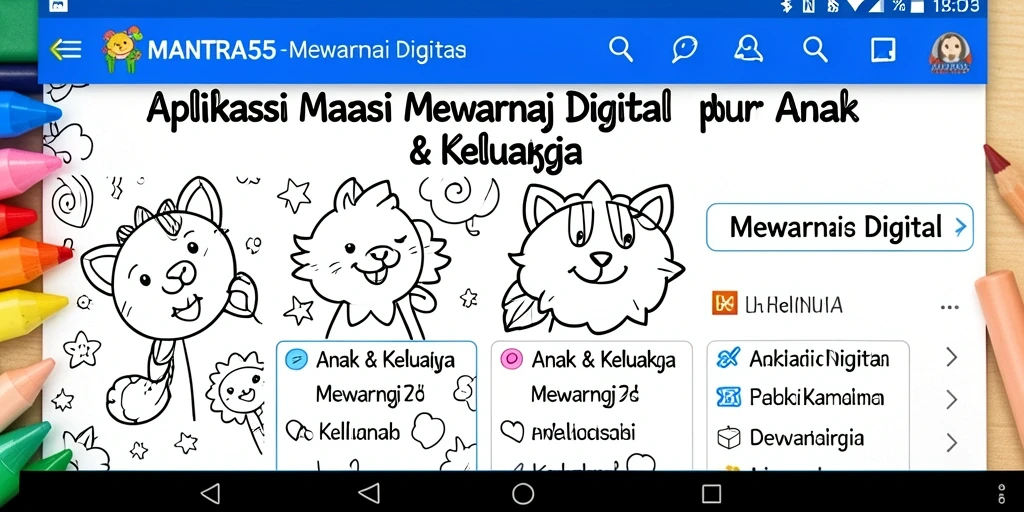 Tampilan antarmuka menarik dari aplikasi Mewarnai Digital MANTRA55.