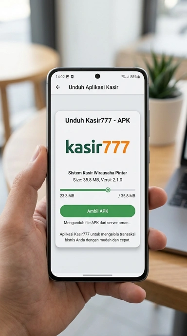 Tampilan halaman APK kasir777