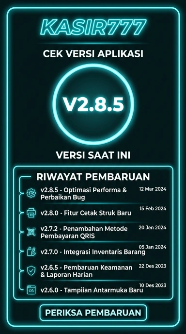 Tampilan riwayat versi kasir777